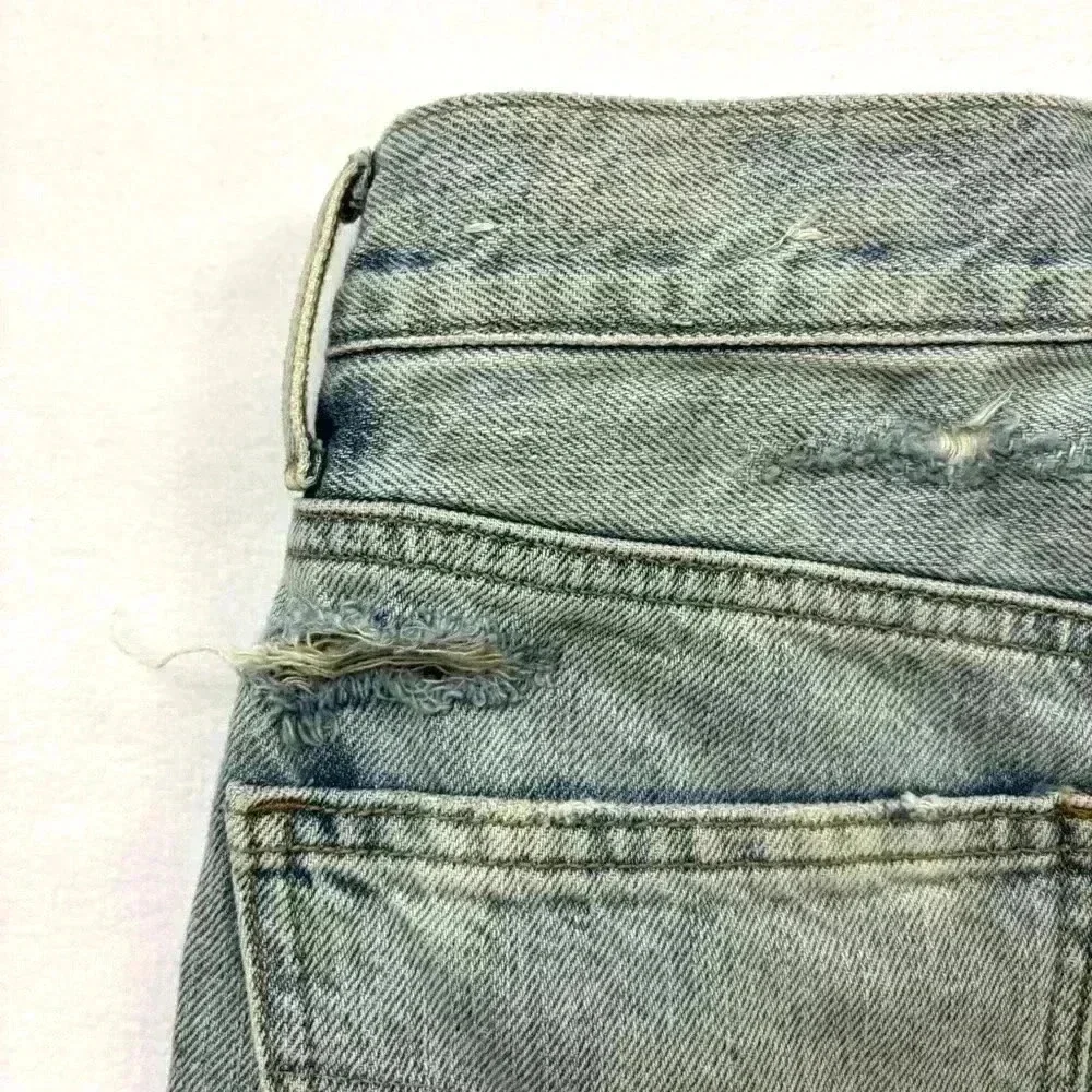 American Eagle ButtonFly Highrise Bleach Fade Distress Fray Denim Shorts Size 00